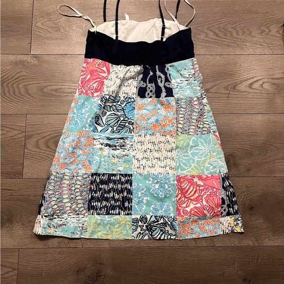 Lilly Pulitzer Rilee Mixed Patchwork Pattern Dress Size 6 Spaghetti Straps - Picture 10 of 11